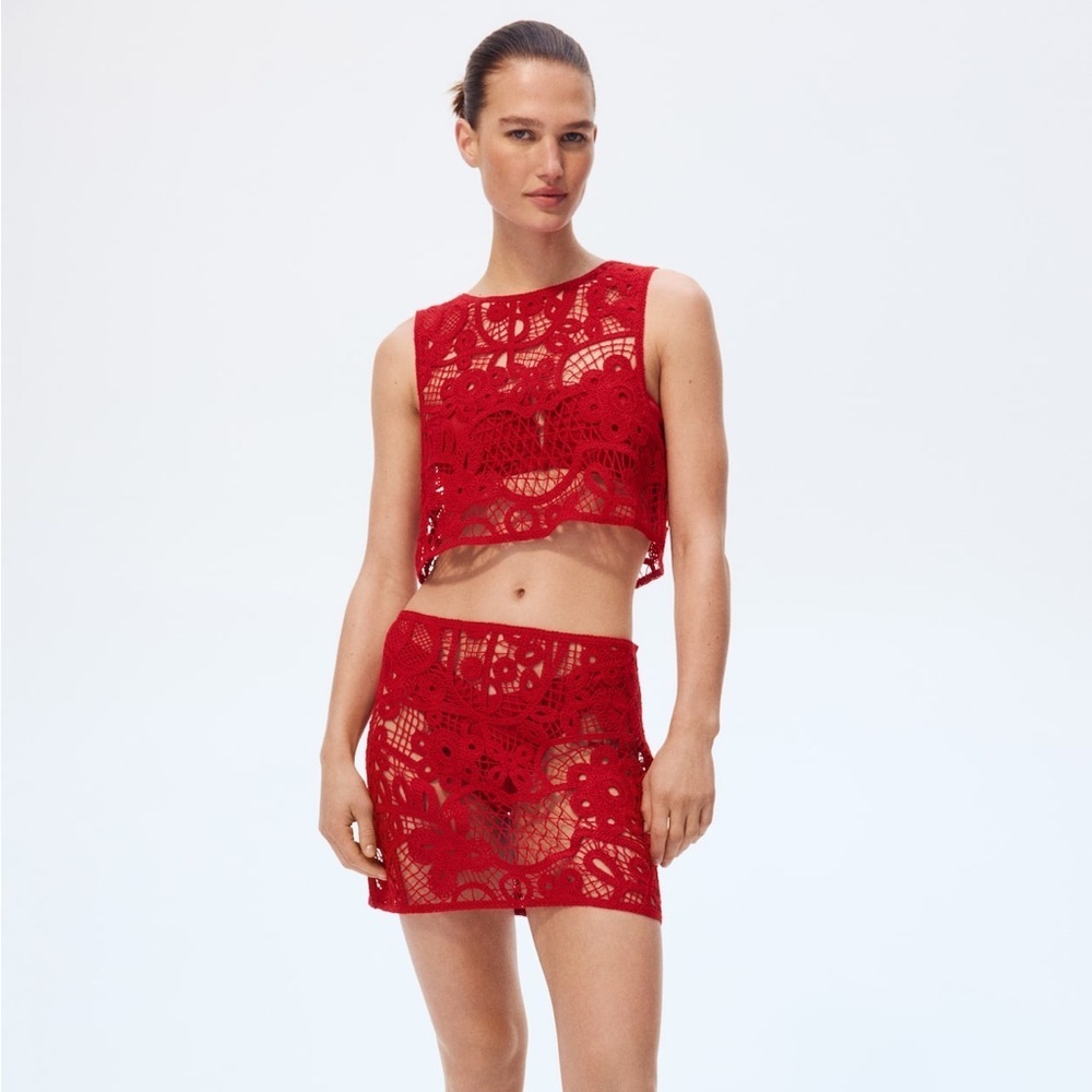 H&M CROCHET-LOOK BEACH TOP & SKIRT